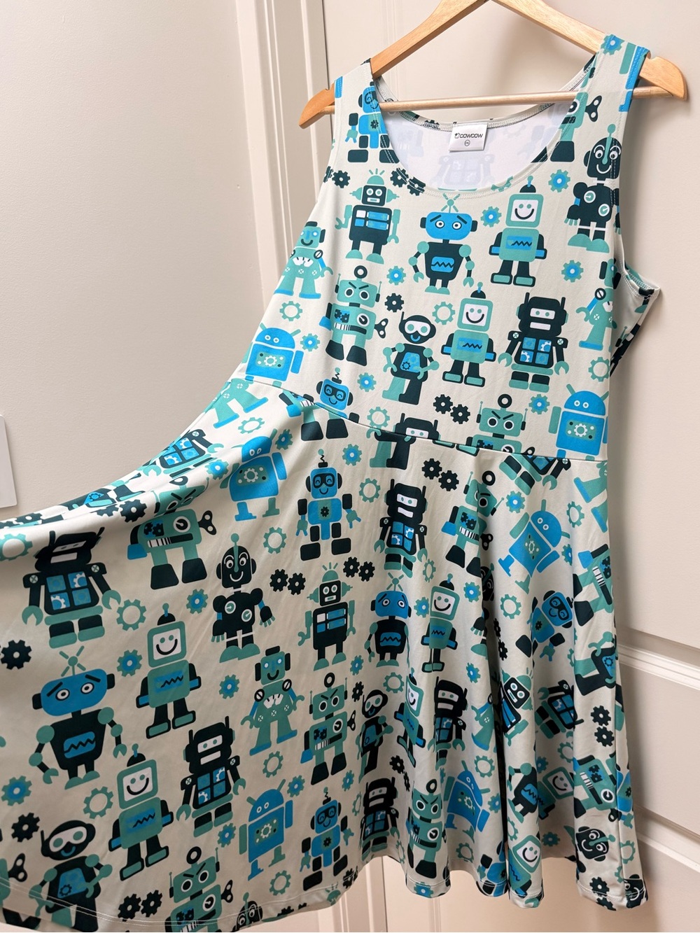 CowCow Robot Print Skater Dress Size 2XL